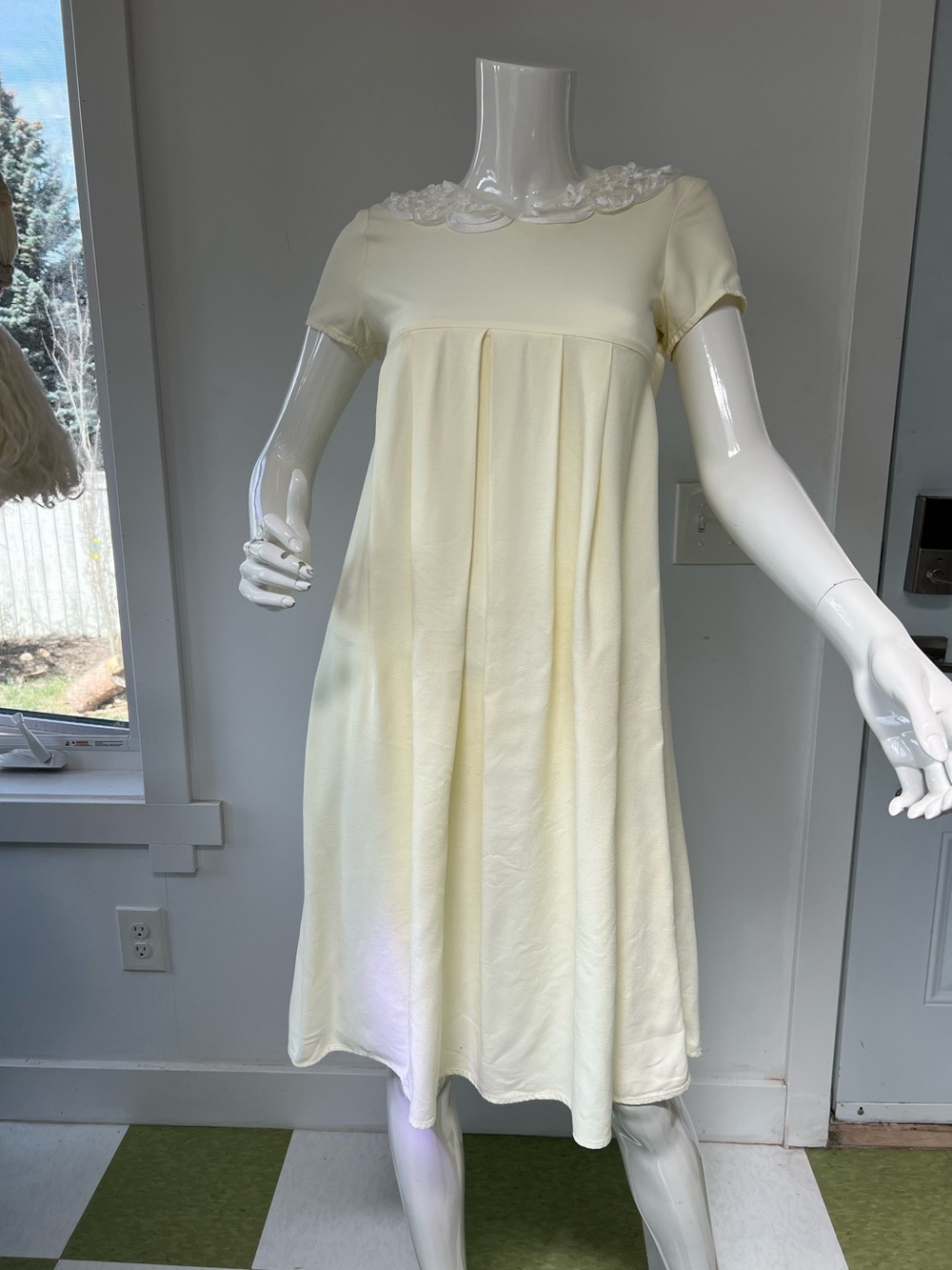 Vintage My Michelle Cream Short-Sleeve Dress ,cotton blend cottage core
